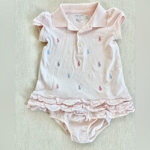 Polo Ralph Lauren Baby Girls Ruffled Pony Printed Polo Dress Sz 9M